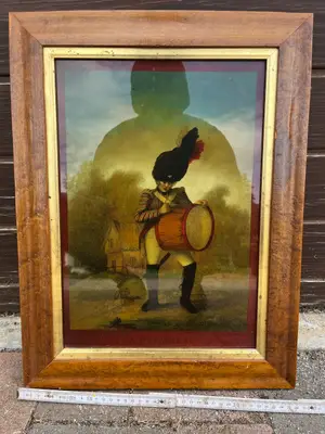 Tableau ancien Le Tambour - cadre bois - Miniature 2