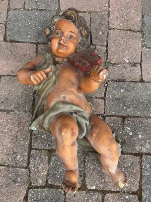 Statuette ancienne Putto musicien à la mandoline