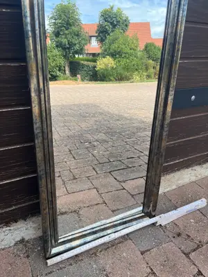 Miroir long années 80-90, cadre patiné - Miniature 2