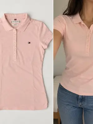 Polo Tommy Hilfiger S rose clair Slim Fit taille S neuf avec étiquettes