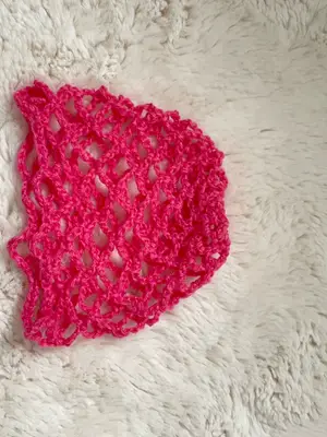 Bonnet crochet filet fait main écru Y2K - Miniature 4