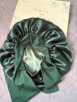 Bonnet de nuit soie/satin YANIBEST vert émeraude - Miniature 2