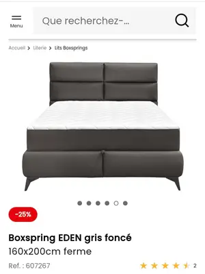 Boxspring EDEN 160 x 200 cm avec coffres de rangement, comme neuf - Miniature 4