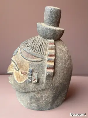 Sculpture bois africaine artisanale - Décoration ethnique - Miniature 2
