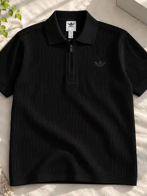 Polos Adidas noirs et beige crème, disponibles en tailles S, M et L - Miniature 4