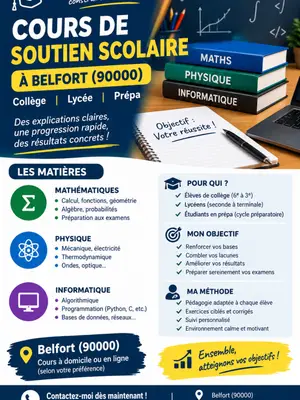 Cours particuliers en maths, physique et informatique à Belfort, titulaire bac+5