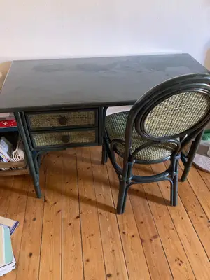 Bureau osier vert + chaise 124 x 61 x 74 cm - Miniature 3