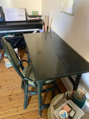 Bureau osier vert + chaise 124 x 61 x 74 cm