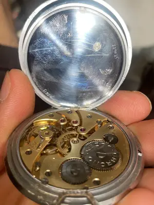 Montre gousset Hebdomas 8 jours mécanique à réviser, mouvement complet - Miniature 3