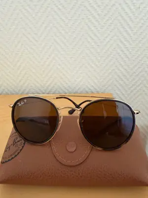 Ray-Ban lunettes de soleil rondes dorées verres marron