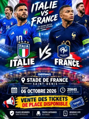 Places disponibles pour le match France-Italie avec vente sécurisée