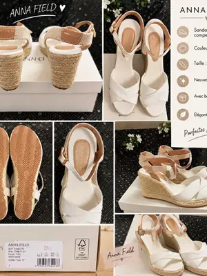 Sandales compensées ANNA FIELD blanches taille 37 neuves