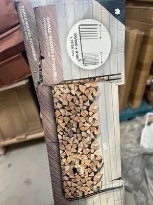 Range-bûches neuf extensible de 150 à 220 cm, profondeur 21/30 cm