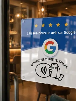 Plaque NFC acrylique pour avis Google - Restaurant & Commerce
