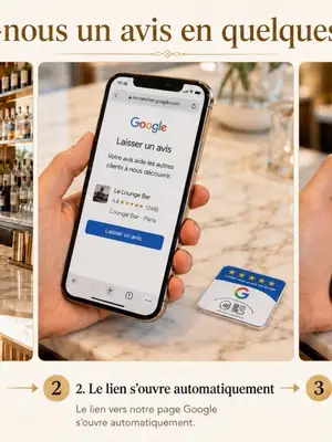 Plaque NFC acrylique pour avis Google - Restaurant & Commerce - Miniature 2