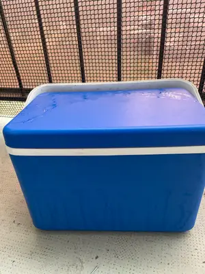 Glacière bleu et blanc grande largeur