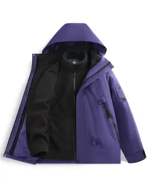 Veste 3-en-1 pour homme imperméable et coupe-vent avec doublure polaire amovible - Miniature 4