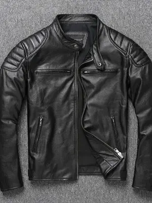 Veste homme en PU au style motard rétro américain, doublure en coton