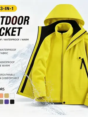 Veste 3-en-1 pour homme imperméable et coupe-vent avec doublure polaire amovible