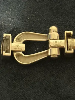 Bracelet Fred Force 10 moyen modèle Or Blanc  en or blanc 750/1000 et câble bleu marine - Miniature 4