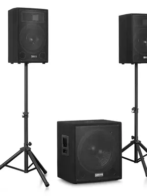 Location pack sono Vonyx VX1218BT avec micros, éclairage et machine à fumée - Miniature 2