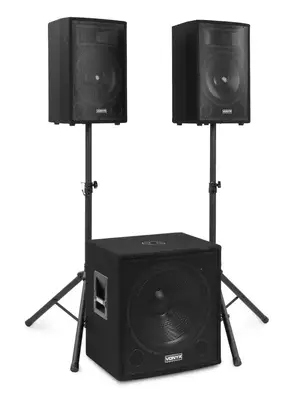 Location pack sono Vonyx VX1218BT avec micros, éclairage et machine à fumée