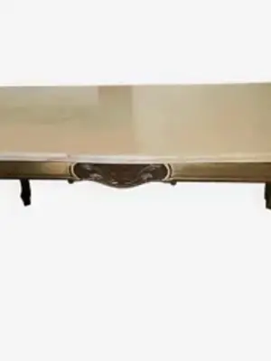 Table basse vintage en marbre véritable et bronze, style Louis XV