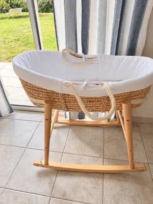 Couffin Vertbaudet en fibres naturelles avec habillage et matelas, 85 x 50 cm
