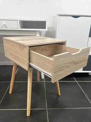 Table de chevet blanc et Sonoma - Neuve