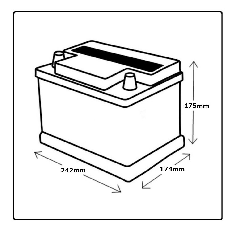 12V 60Ah Batterie de Démarrage Pour Voiture, Hankook 56077 - 242 x 174 x 175mm