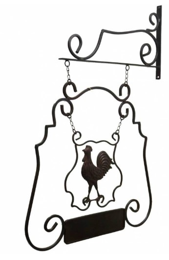 Enseigne coq crédence fer arabesque