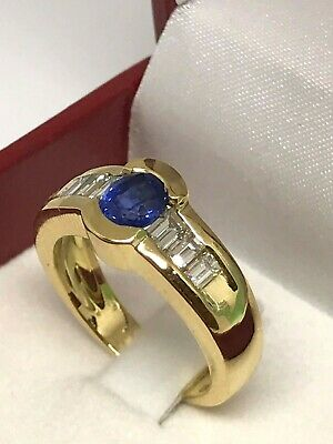 Bague femme en or jaune 18 carats saphir et diamants