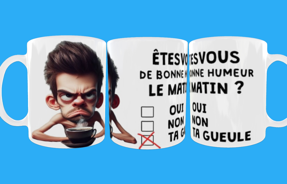 Tasse à café humoristique 'Homme grincheux'
