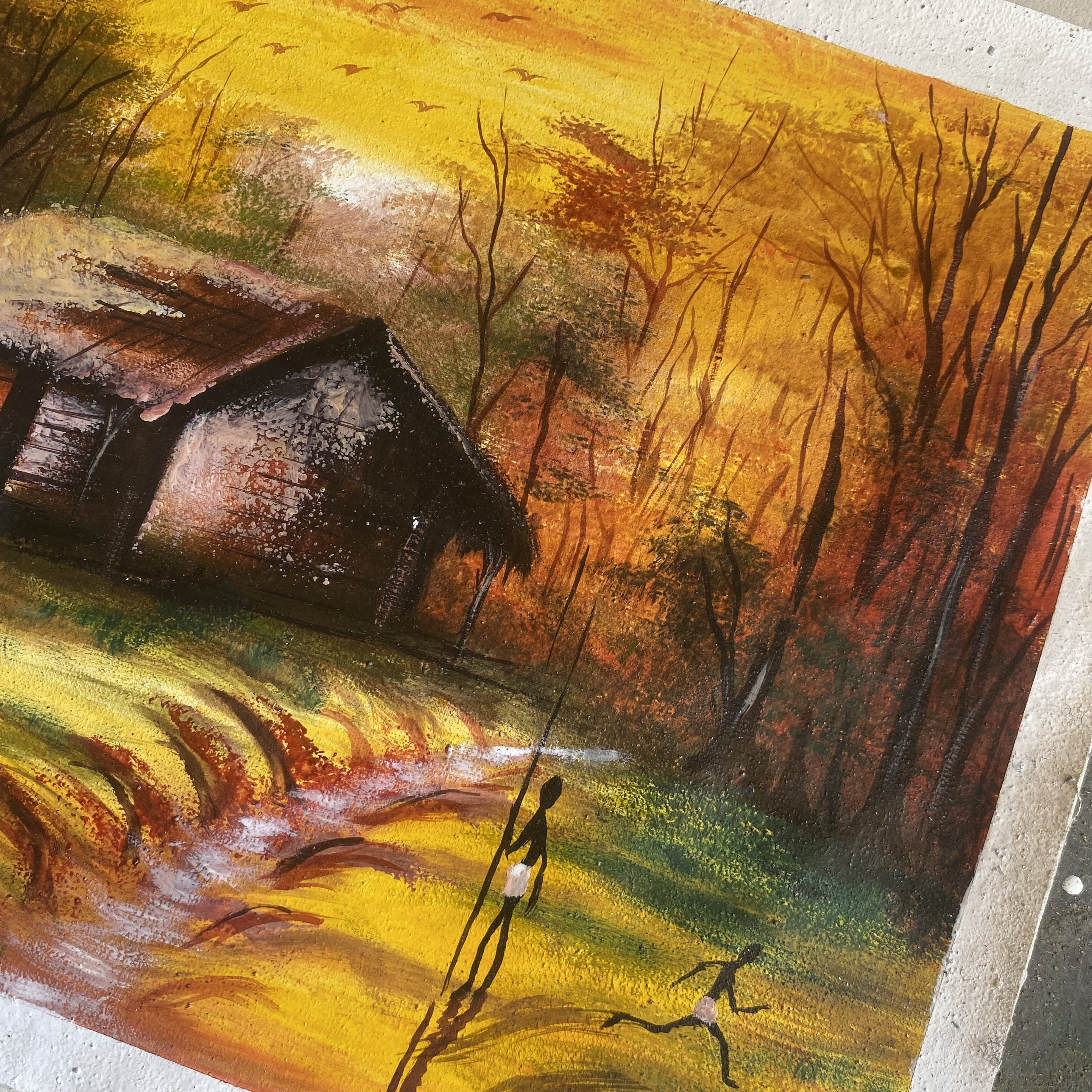 Tableau peinture à huile ( paysage couché du soleil)