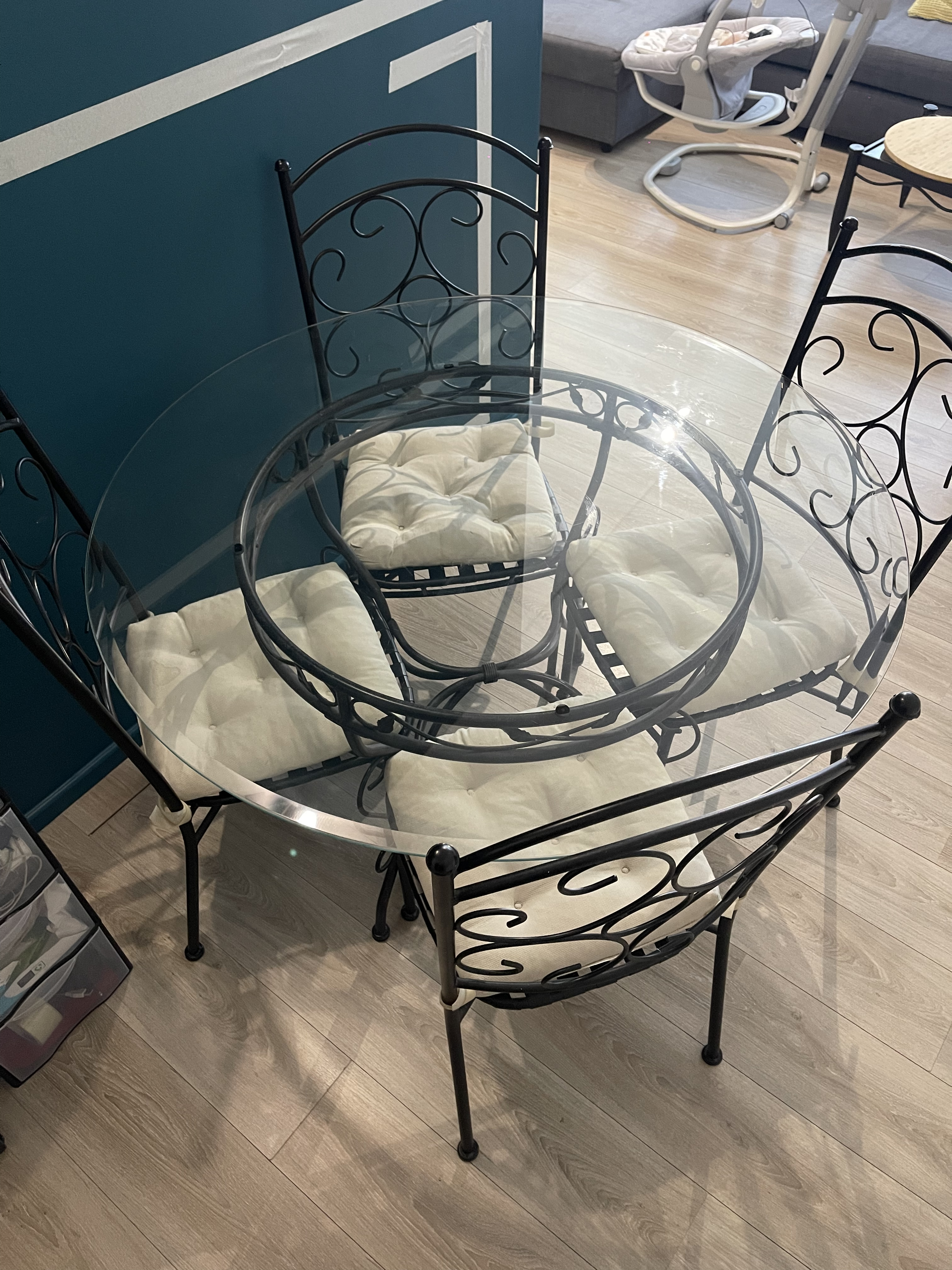 Table ronde + centre table + Bureau verre