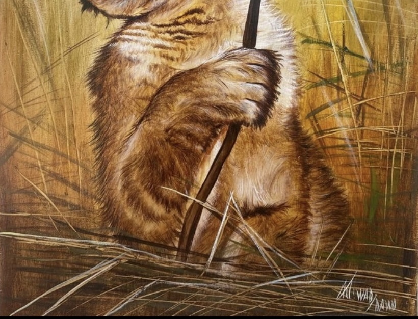 Tableau peinture à huile sur toile ! Lionceau agité - Miniature 2