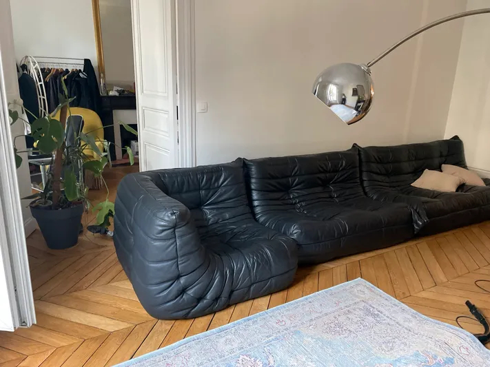 Set de 3 Togo Ligne Roset en cuir noir