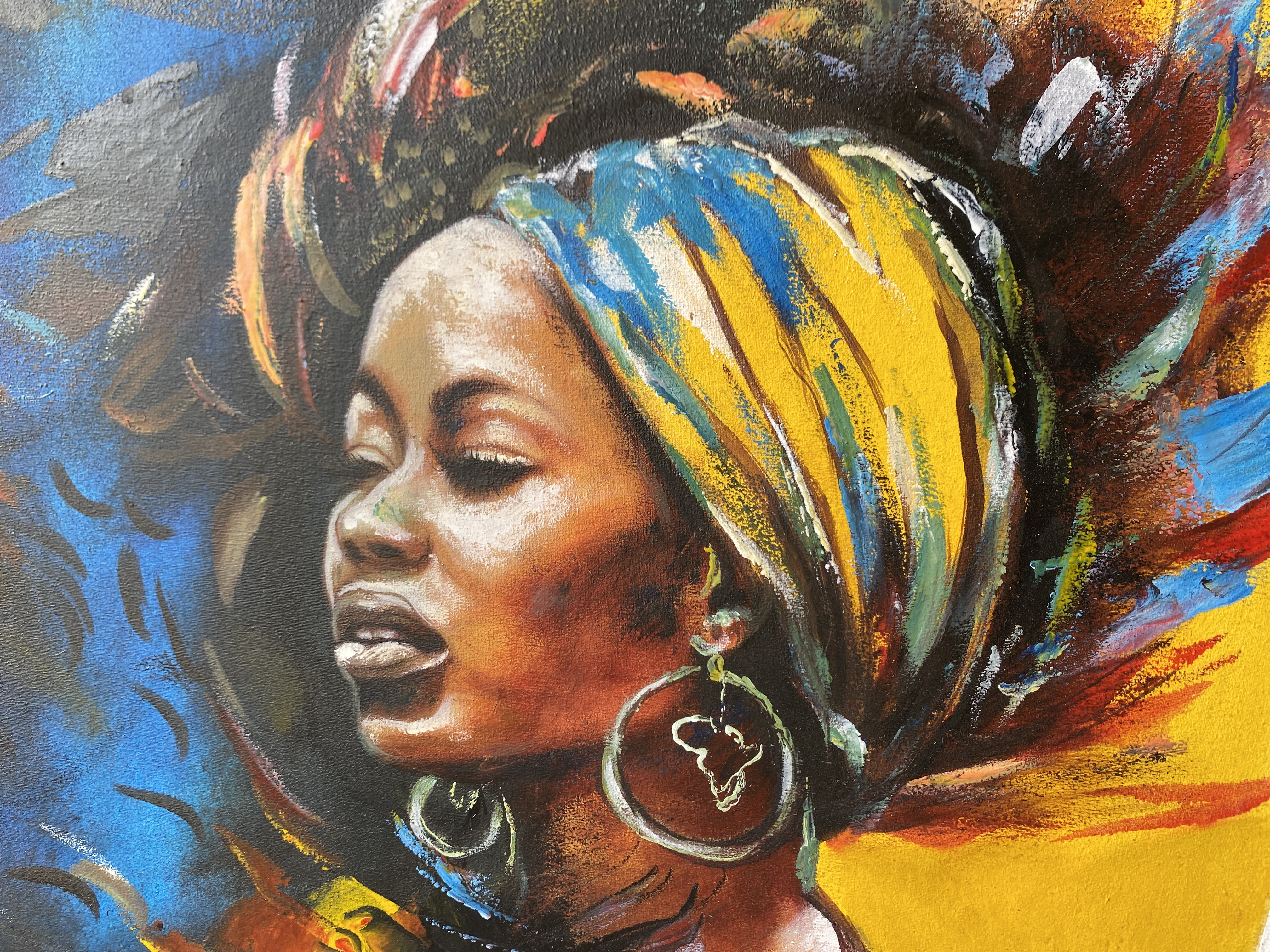 Dessin peinture à huile ( tête africaine)