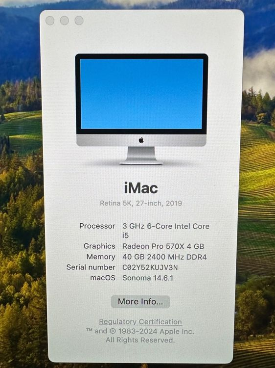 iMac 5K 27"(2019) 3.0 GHz 6-Core, 40GB RAM