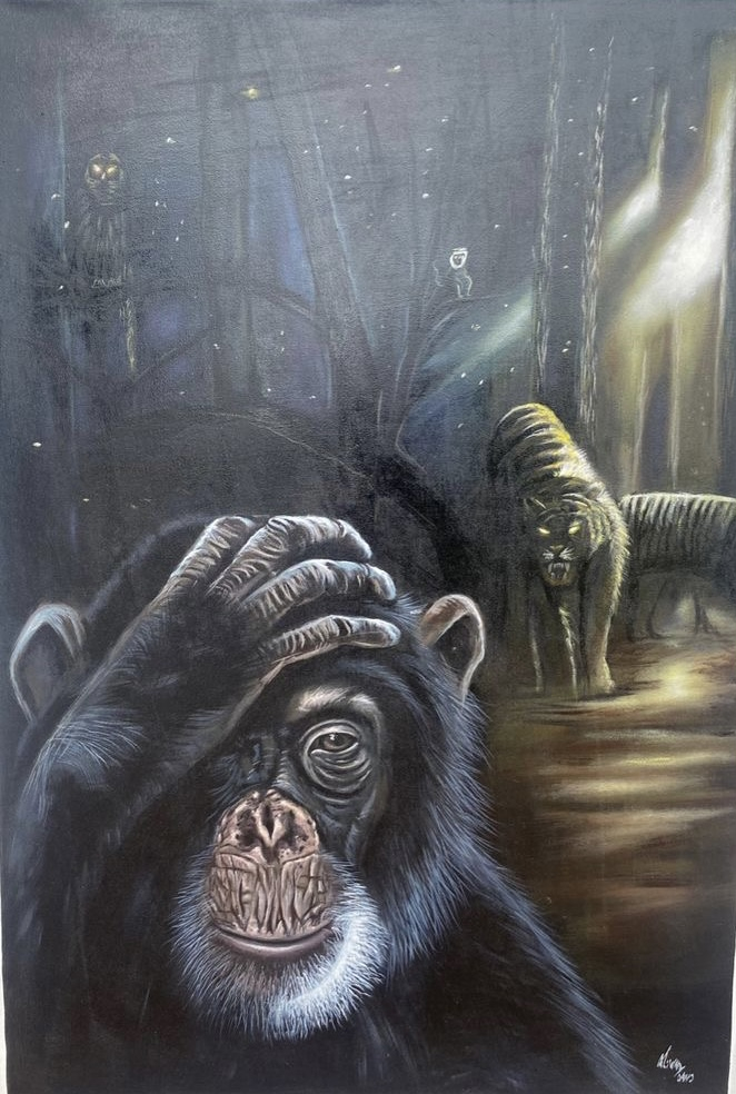 Tableau peinture à huile ! ( le penseur)