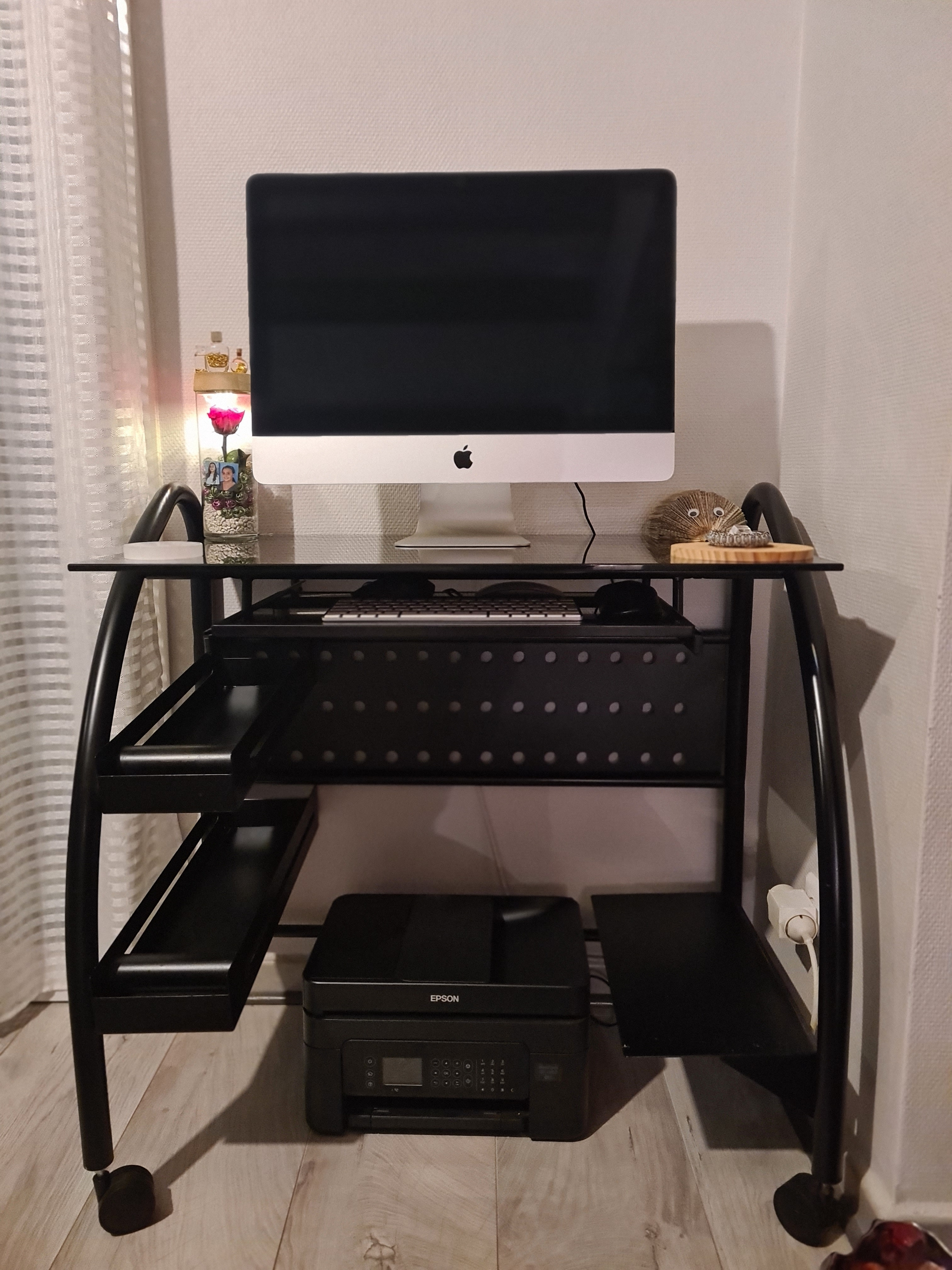 Bureau en verre noir élégant - Miniature 2