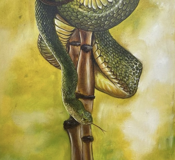 Tableau peinture à huile ( serpent d’Afrique)