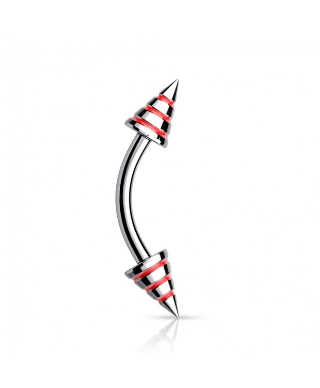 Piercing Arcade Spike Rayures 1.2X8MM Tragus Oreille Lobe Teton sourcil pic Pique 3 mm rouge rook