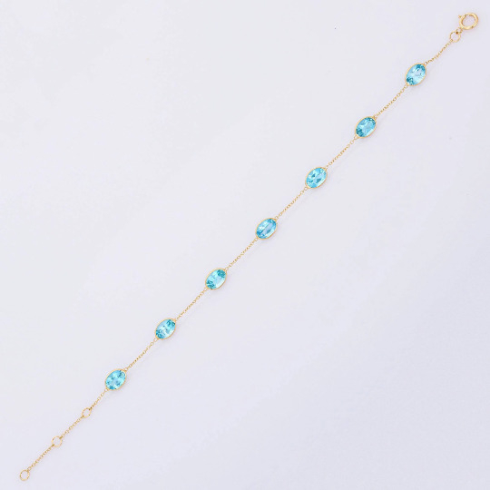 Chaîne en or jaune massif 18 carats avec topaze bleue