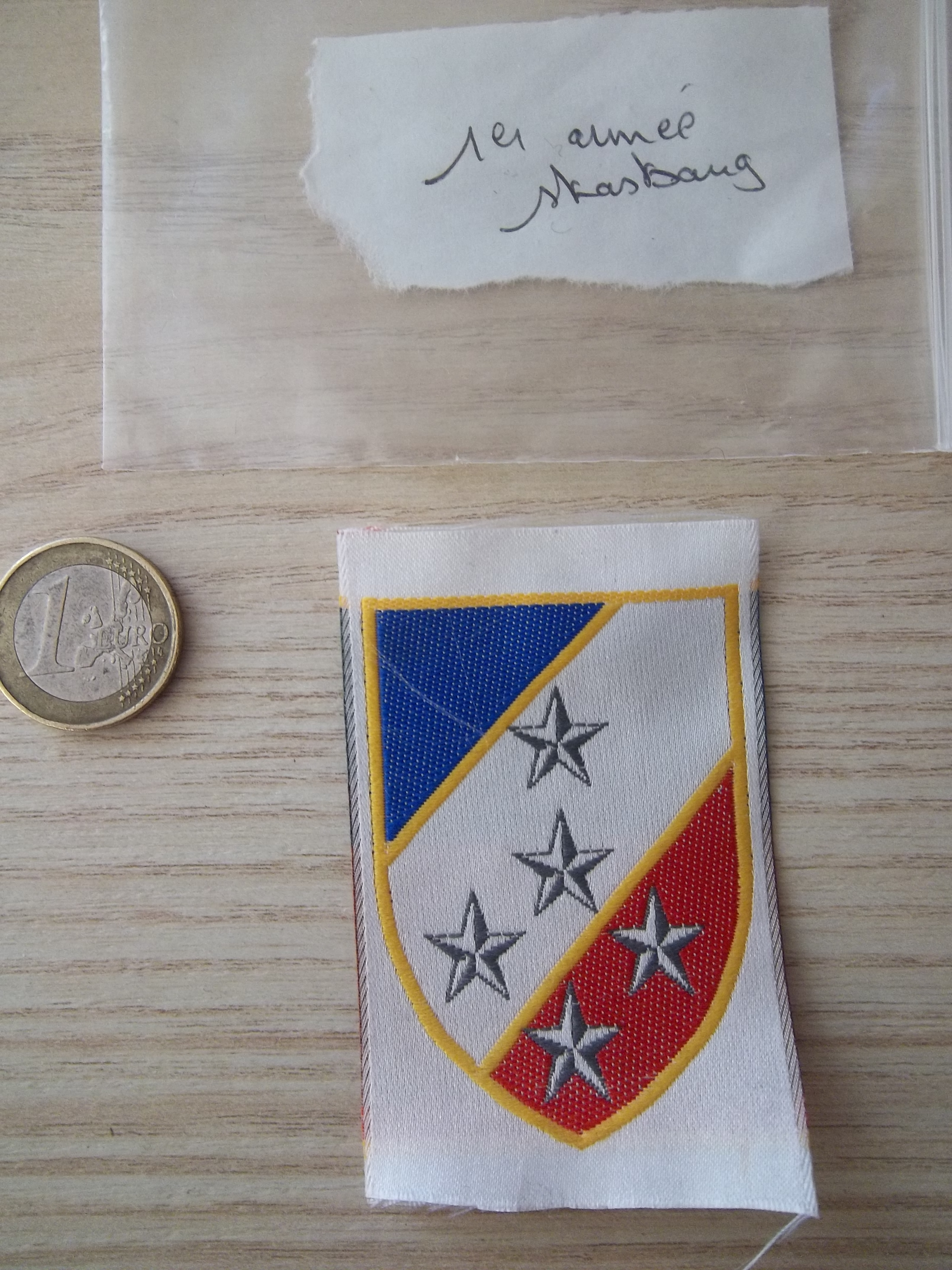 Écusson militaire 1ère armée Strasbourg en tissu