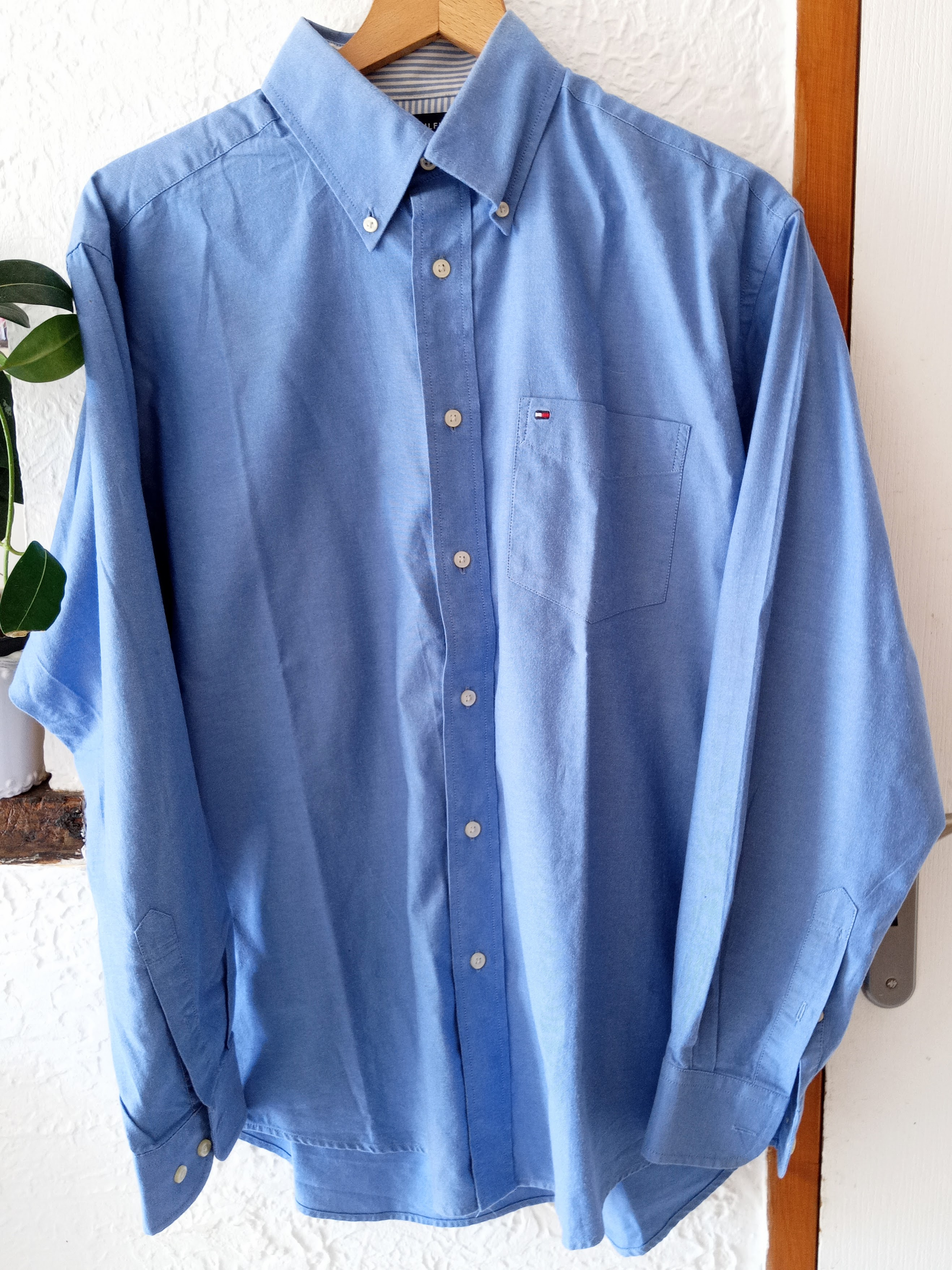 Chemise manches longues Tommy Hilfiger taille M bleu 100 % coton