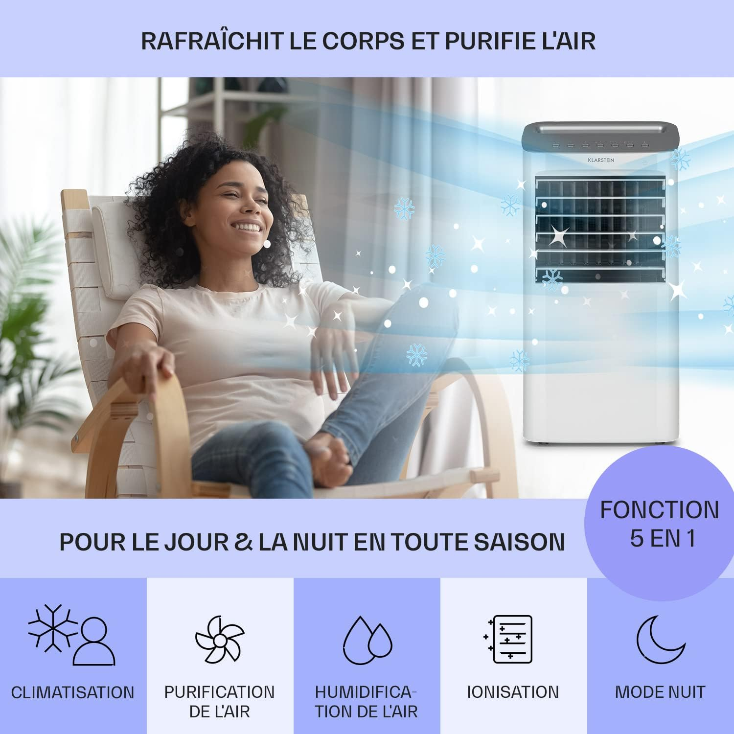 Klarstein Rafraichisseur/Refroidisseur d'Air, par Evaporation - Miniature 4