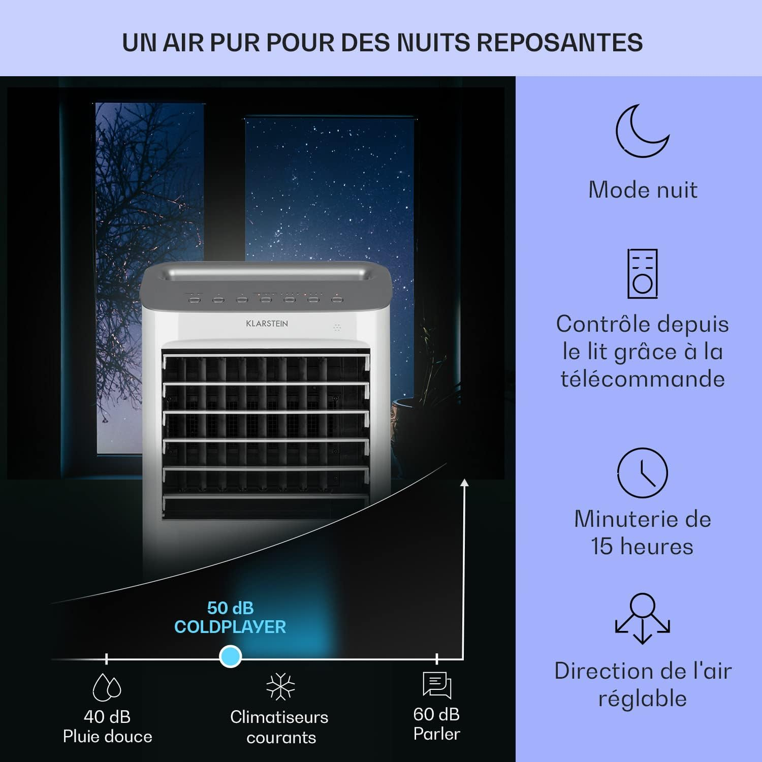 Klarstein Rafraichisseur/Refroidisseur d'Air, par Evaporation - Miniature 5