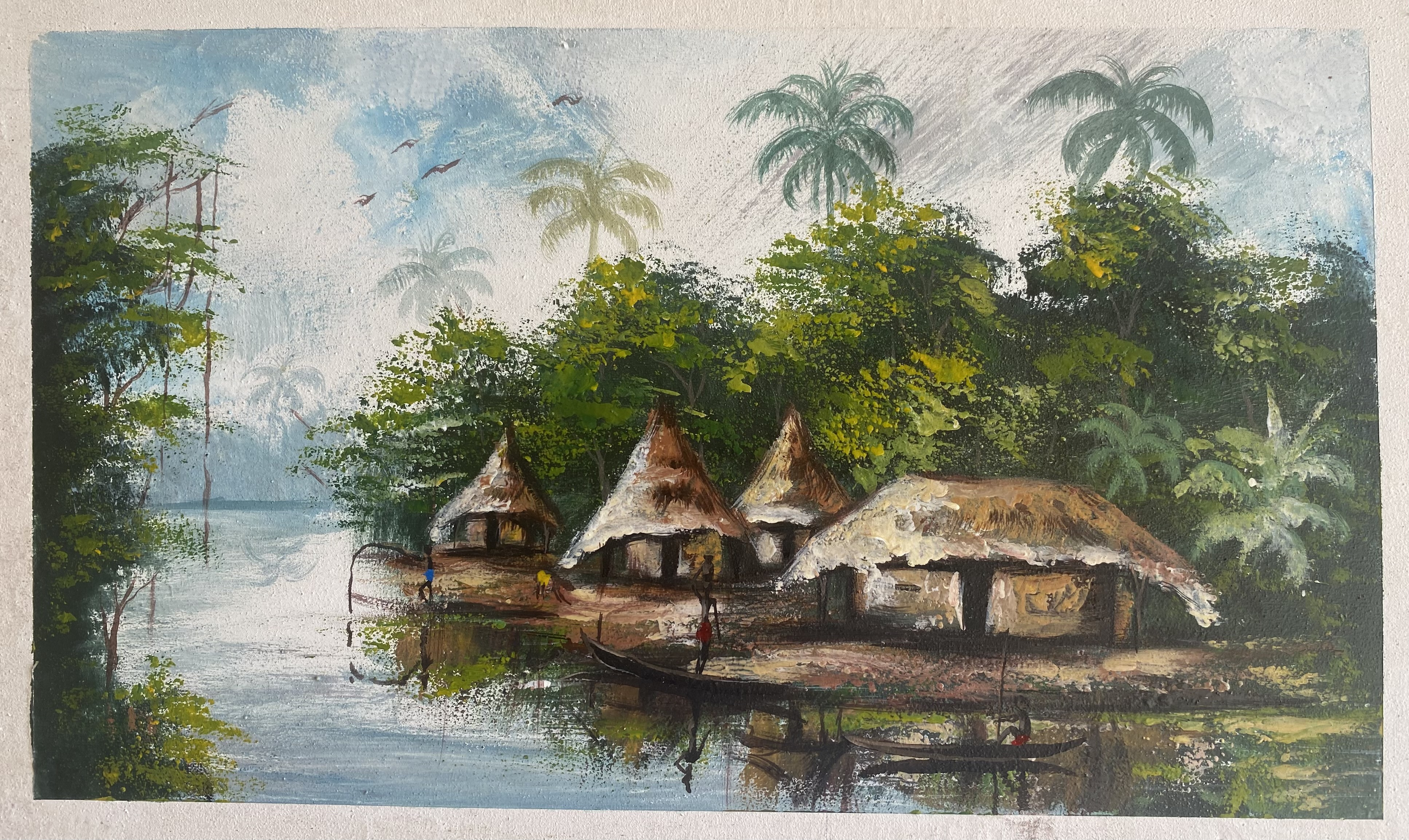 Tableau peinture à huile ( paysage d’Afrique)
