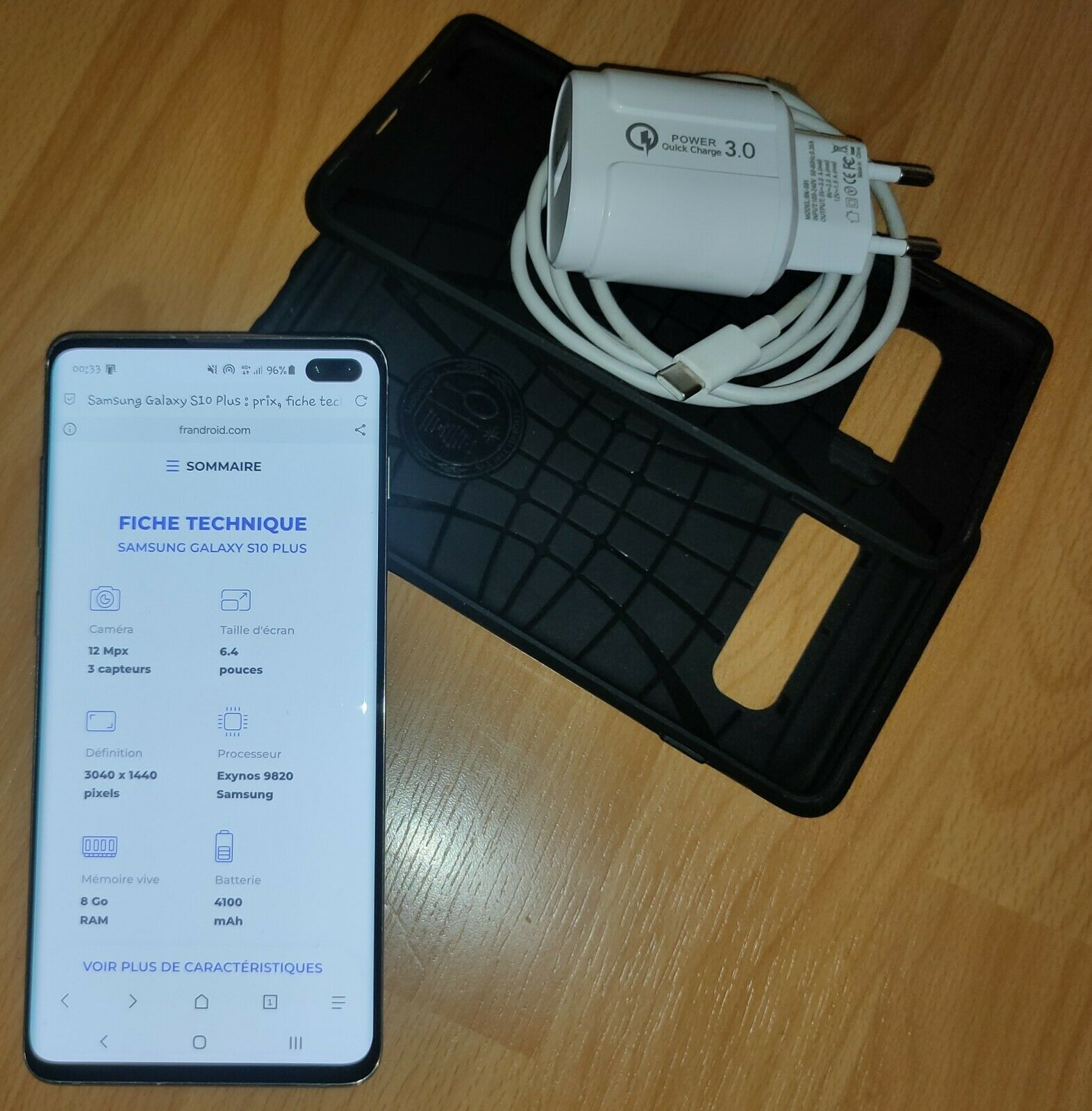 SAMSUNG GALAXY S10 PLUS DUAL Sim 128 GO BLANC [OCCASION], bon état, accessoires - Miniature 2